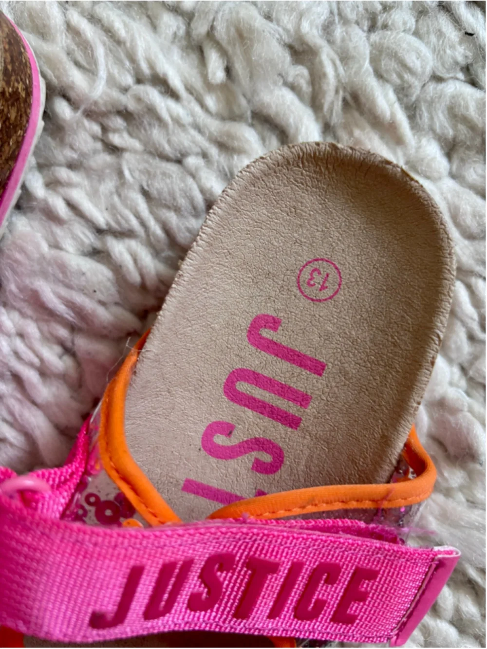 Girls Justice Sandals Size 13 Pink Orange Sequin Strappy Shoes